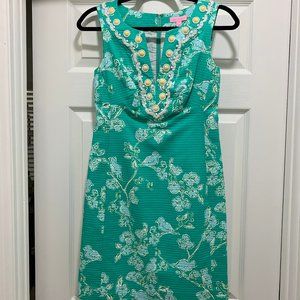 NWT Lilly Pulitzer Beaded Adelia Dress Lagoon Green Birds and the Bees